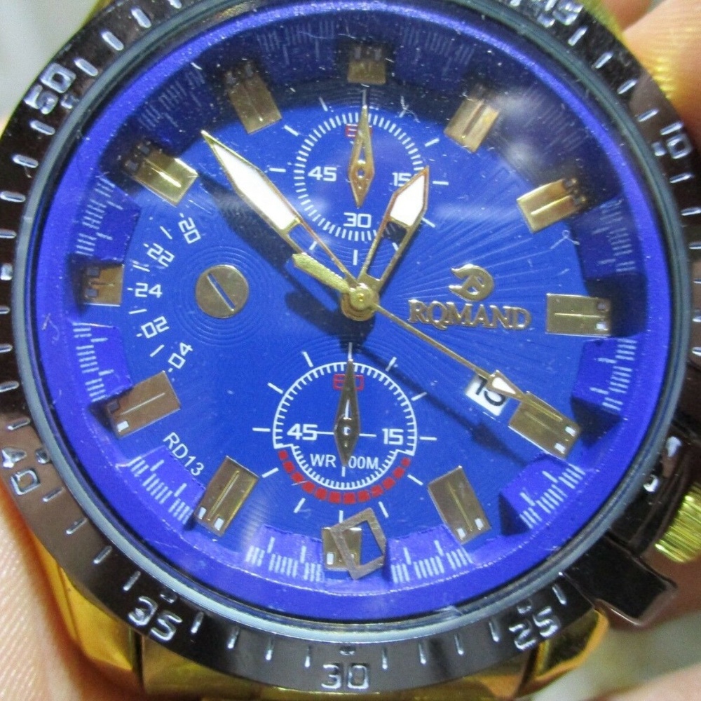 MENS LUXURY GOLD STAINLESS STEAL FASHION QUARTZ